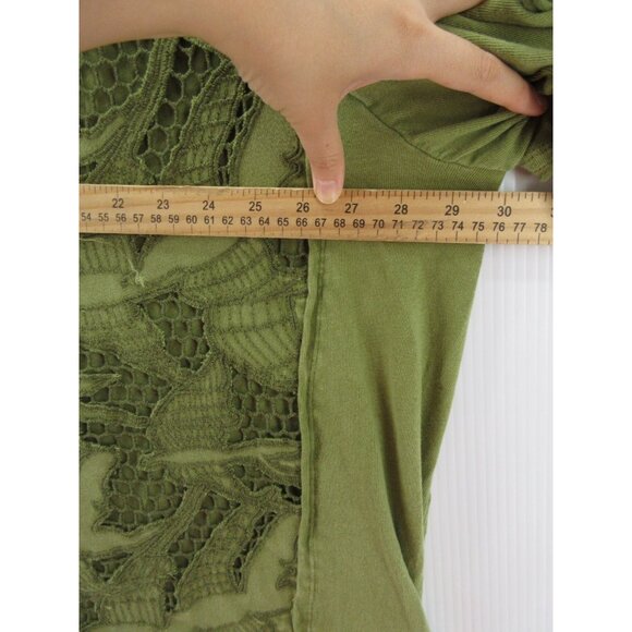 We The Free People Top Medium Henley Blouse Crochet Lace Boho Sheer - Picture 5 of 11